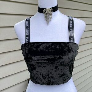 Black Crushed Velvet PINK Bralette